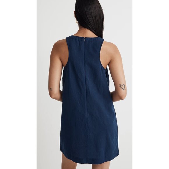 NWT Womens Size Small Madewell Blue Cutaway Tank Mini Dress with Pockets - Picture 2 of 2
